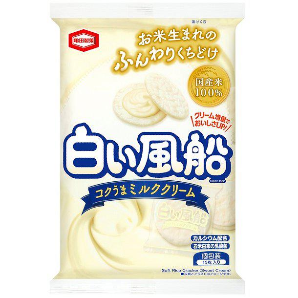 Kameda Shiroi Fusen Milk Cream Soft Rice Crackers 3-Pack