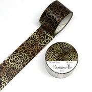 Kamiiso Gold Chrysanthemum Kimono Washi Tape featuring elegant Japanese patterns and gold foil accents