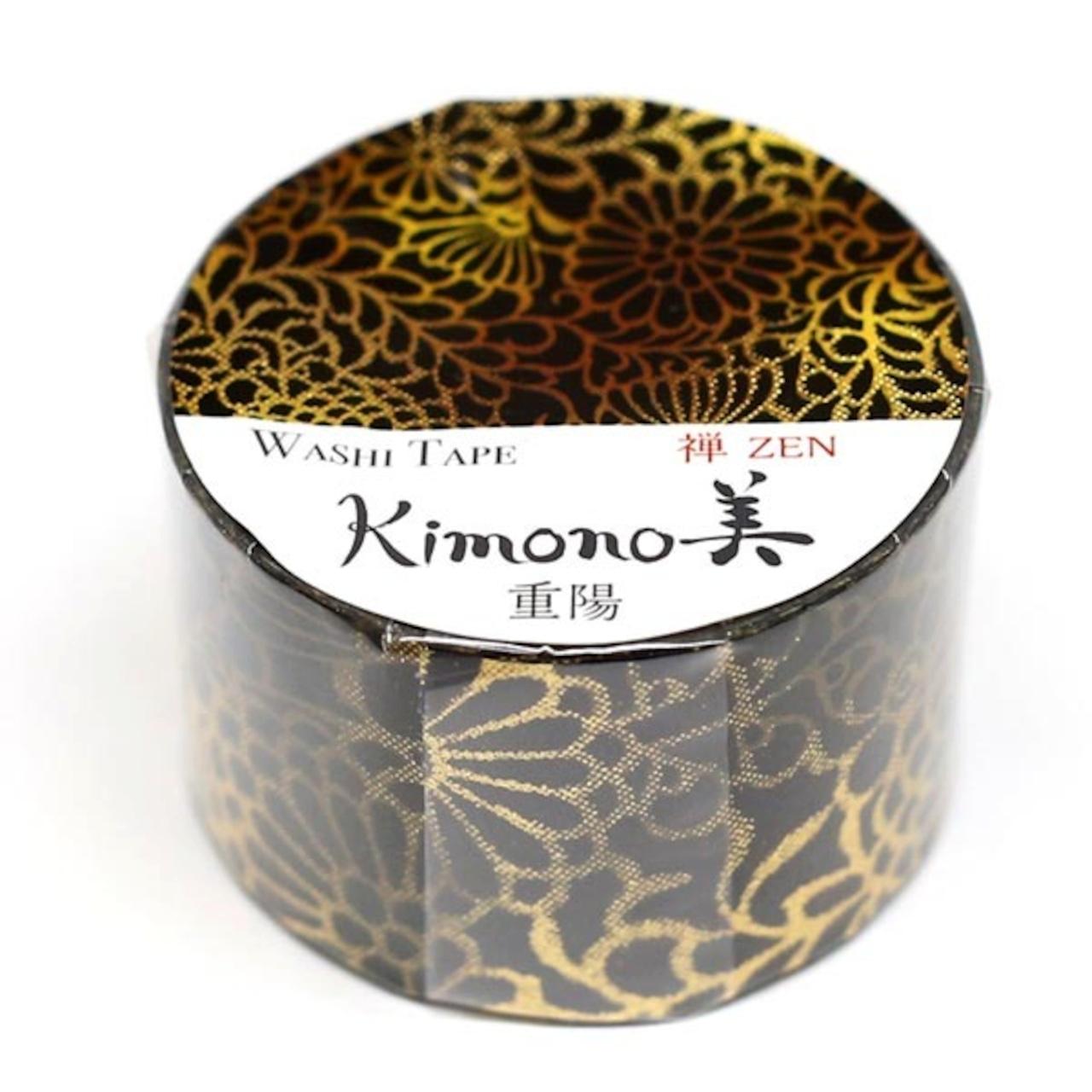 Kamiiso Gold Chrysanthemum Kimono Washi Tape – Elegant Masking