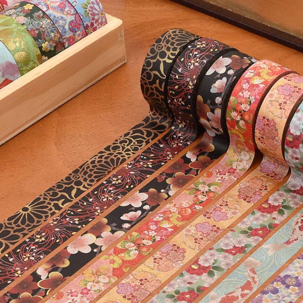 Kamiiso Gold Chrysanthemum Kimono Washi Tape – Elegant Masking