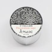 Kamiiso Monde Silver Foil Lace Washi Tape 35mm Clear