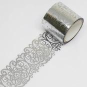 Kamiiso Monde Silver Foil Lace Washi Tape 35mm Clear