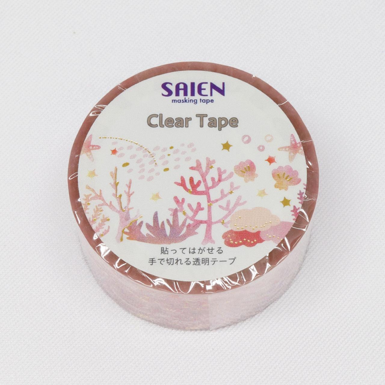 Kamiiso Saien Pink Coral Washi Tape with Gold Foil 20mm