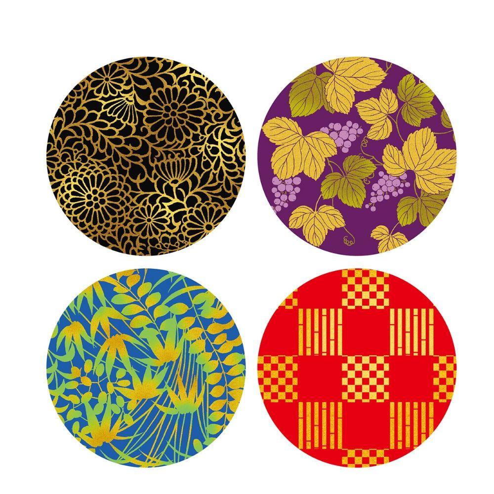 Kamiiso Zen Japanese Pattern Round Coasters Set of Four