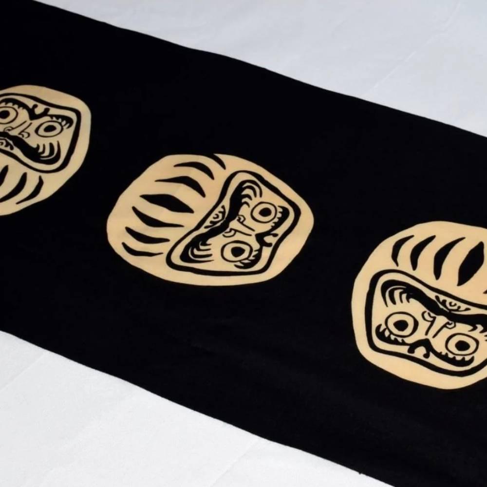 Kenema Black Daruma Tenugui Hand‑Dyed Cotton Cloth 35×90 cm