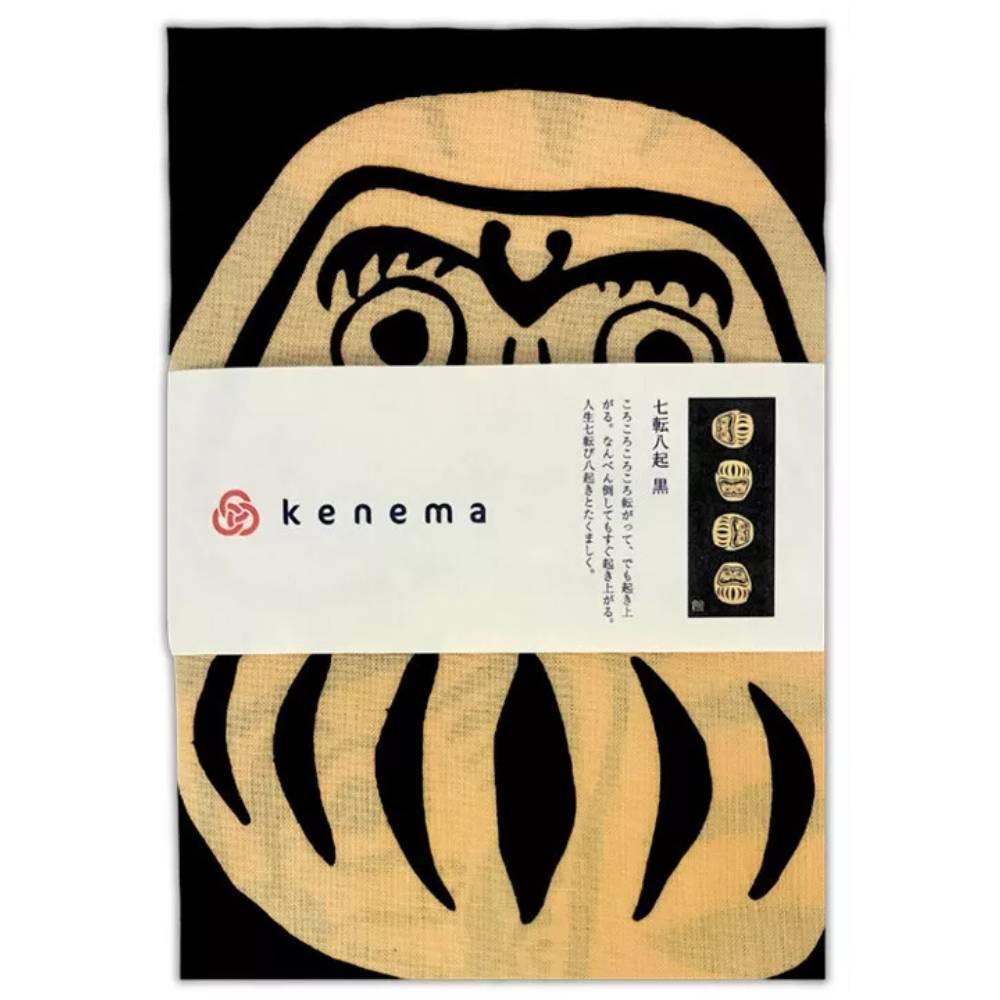 Kenema Black Daruma Tenugui Hand‑Dyed Cotton Cloth 35×90 cm