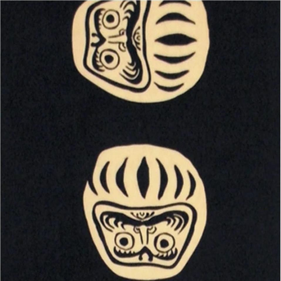 Kenema Black Daruma Tenugui Hand‑Dyed Cotton Cloth 35×90 cm