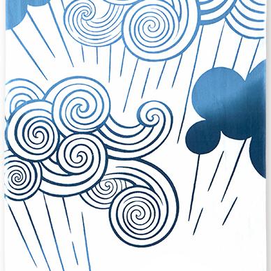Kenema Hand‑Dyed Tenugui Rain Clouds Japanese Cotton Cloth 35×90 cm