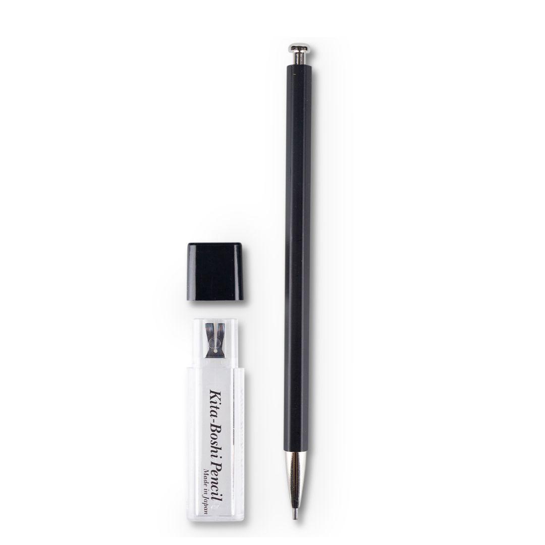 Kitaboshi Premium Cedar Mechanical Pencil with 2mm Lead Sharpener – Black
