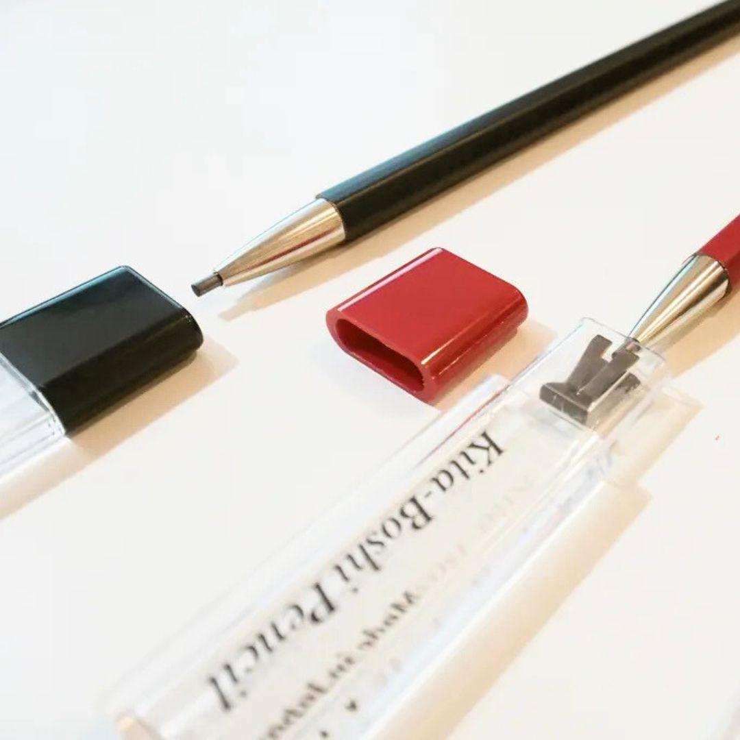 Kitaboshi Premium Cedar Mechanical Pencil with 2mm Lead Sharpener – Black