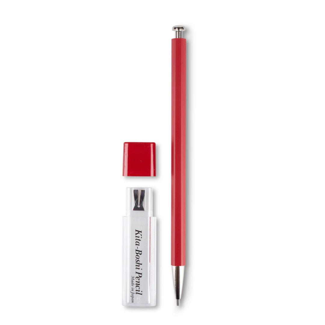 Kitaboshi Premium Cedar Mechanical Pencil with Sharpener – Red