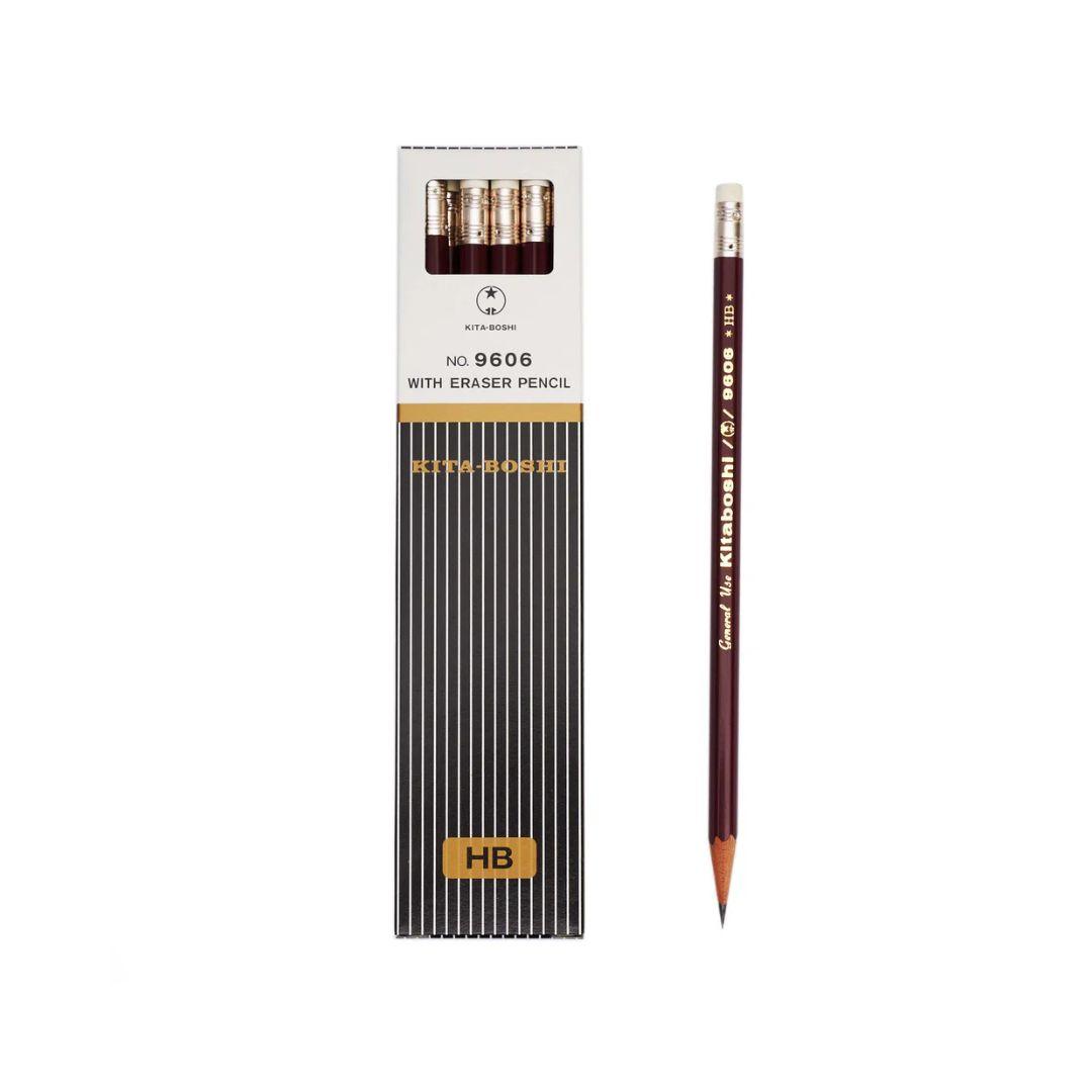 Kitaboshi Premium HB Cedar Pencil with Eraser – 12 Pack