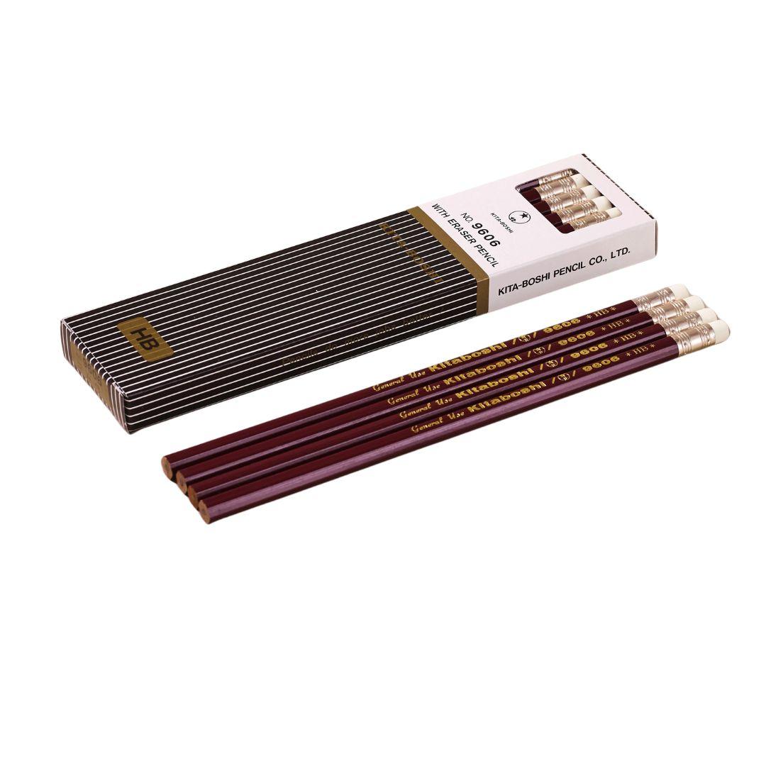Kitaboshi Premium HB Cedar Pencil with Eraser – 12 Pack