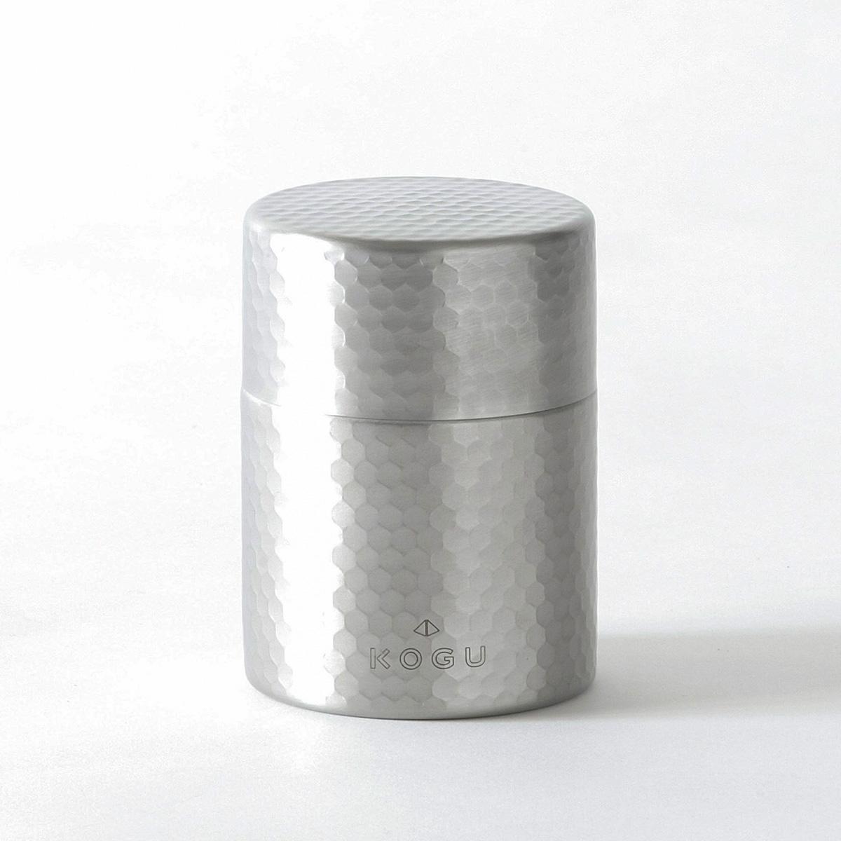 Kogu Stainless Steel Tea Caddy showing the sleek minimalist design and airtight double lid system