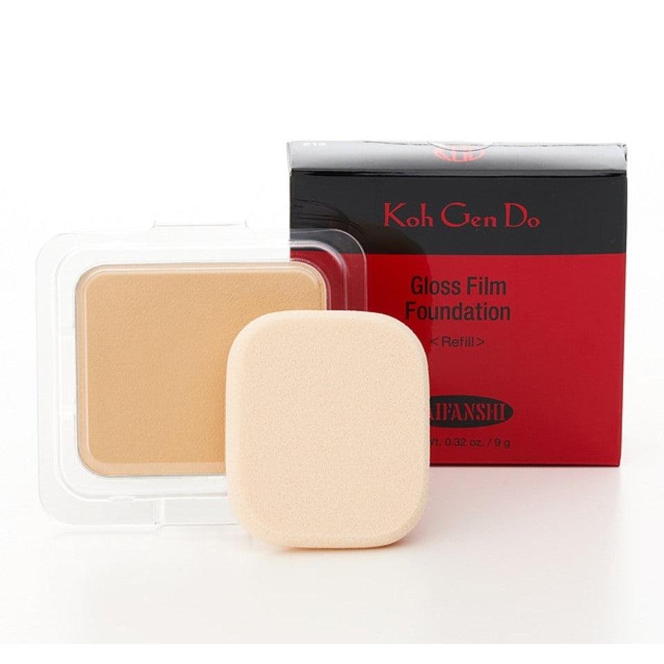 Koh Gen Do Maifanshi Gloss Film Foundation 9g compact with mirror and sponge applicator
