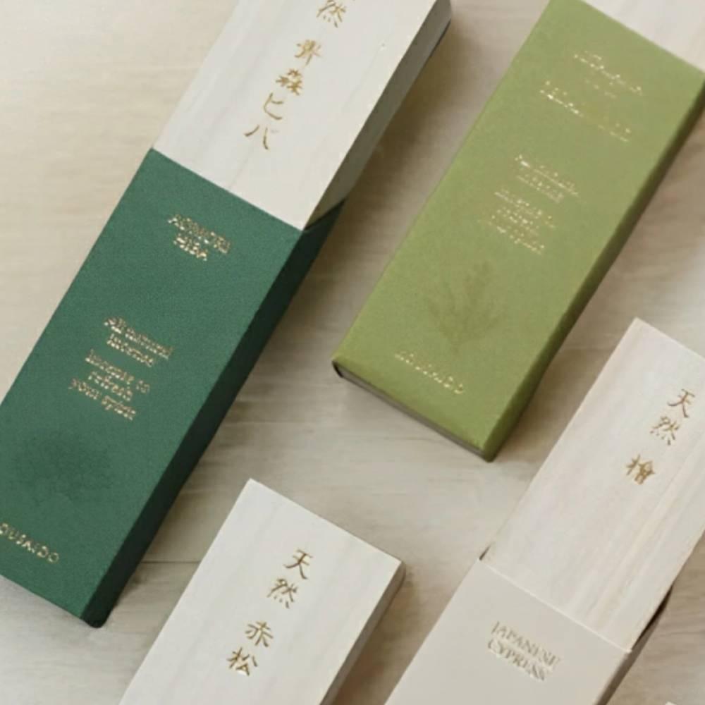 Kousaido All-Natural Aomori Hiba Incense – 20 Wooden Box Sticks
