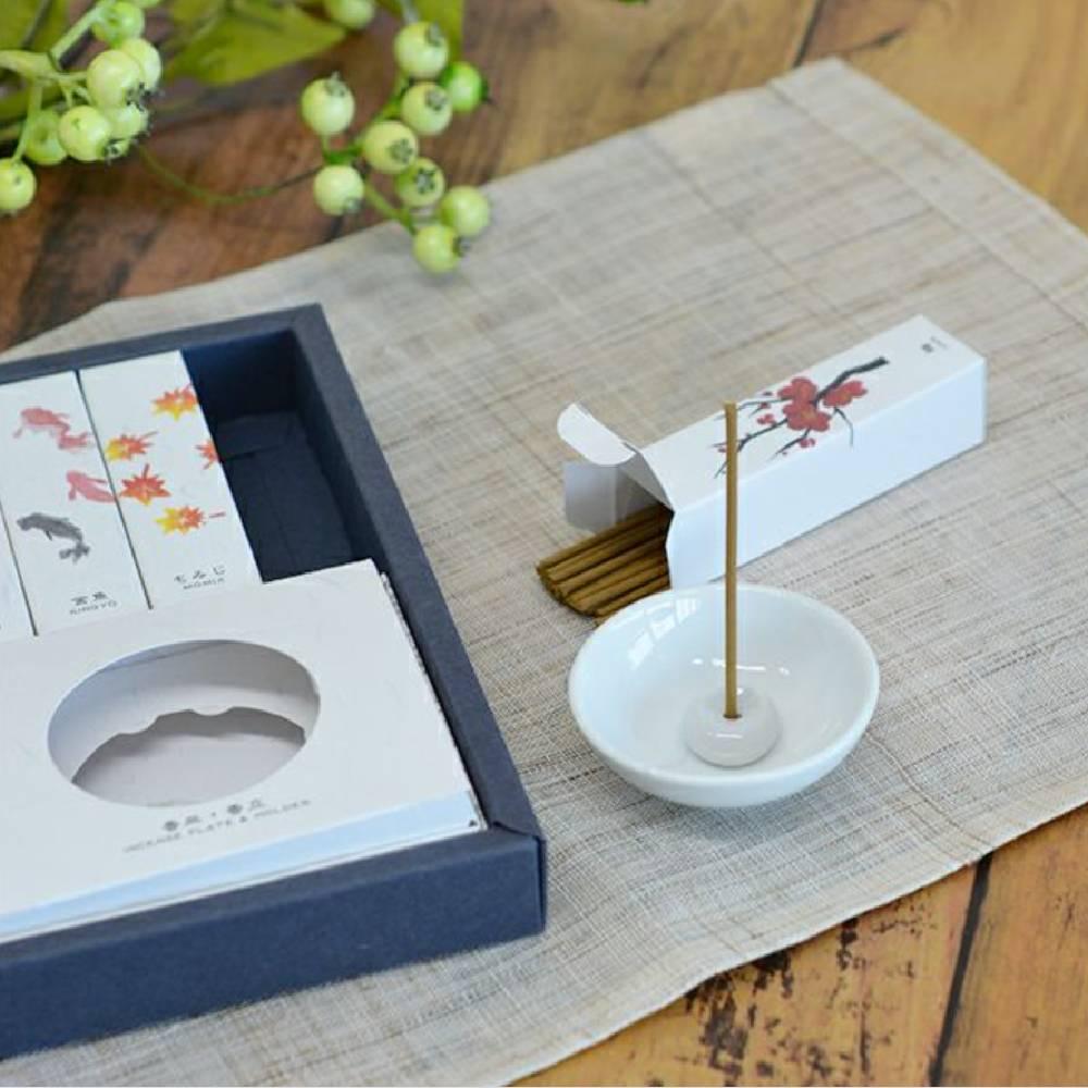 Kousaido Hanga 10-Season Japanese Incense Assortment with Elegant Holder