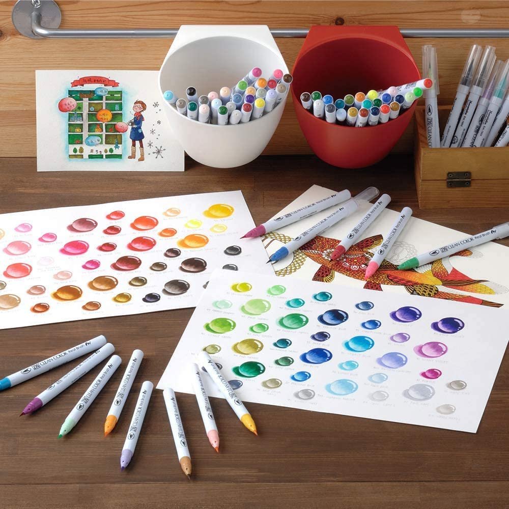 Kuretake ZIG Clean Color Real Brush Marker Set 48 Colors