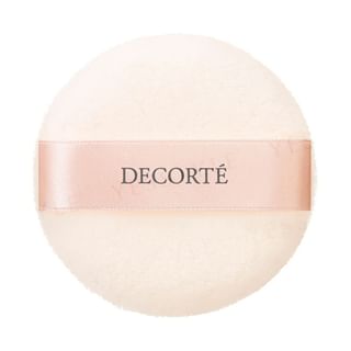 Kose DECORTE Puff: Close-up showing the plush texture and ergonomic design for flawless makeup application.