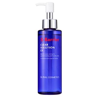 Kose Dr. PHIL Cosmetics X-Barrier Clear Solution EX serum bottle and texture swatch
