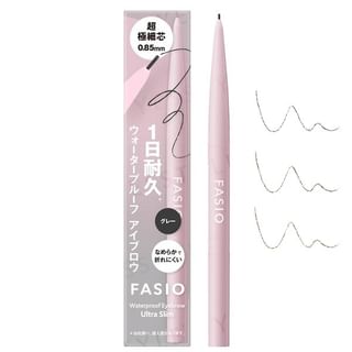 Kose Fasio Waterproof Eyebrow Ultra Slim - Close-up showing the ultra-slim tip and product packaging.