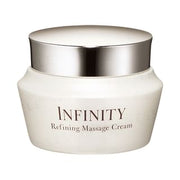 Kose INFINITY Refining Massage Cream jar and product application