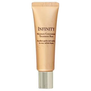 Kose INFINITY Moisture Concentrate Treatment Base SPF 25 PA++ bottle and texture, highlighting its hydrating and protective properties