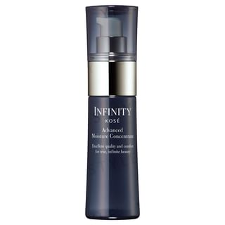 Kose INFINITY Advanced Moisture Concentrate bottle on a clean, bright background showcasing its luxurious texture.