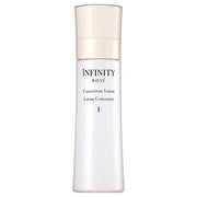 Kose INFINITY Concentrate Lotion I bottle displayed with a dropper, showcasing its hydrating and radiance-boosting properties.