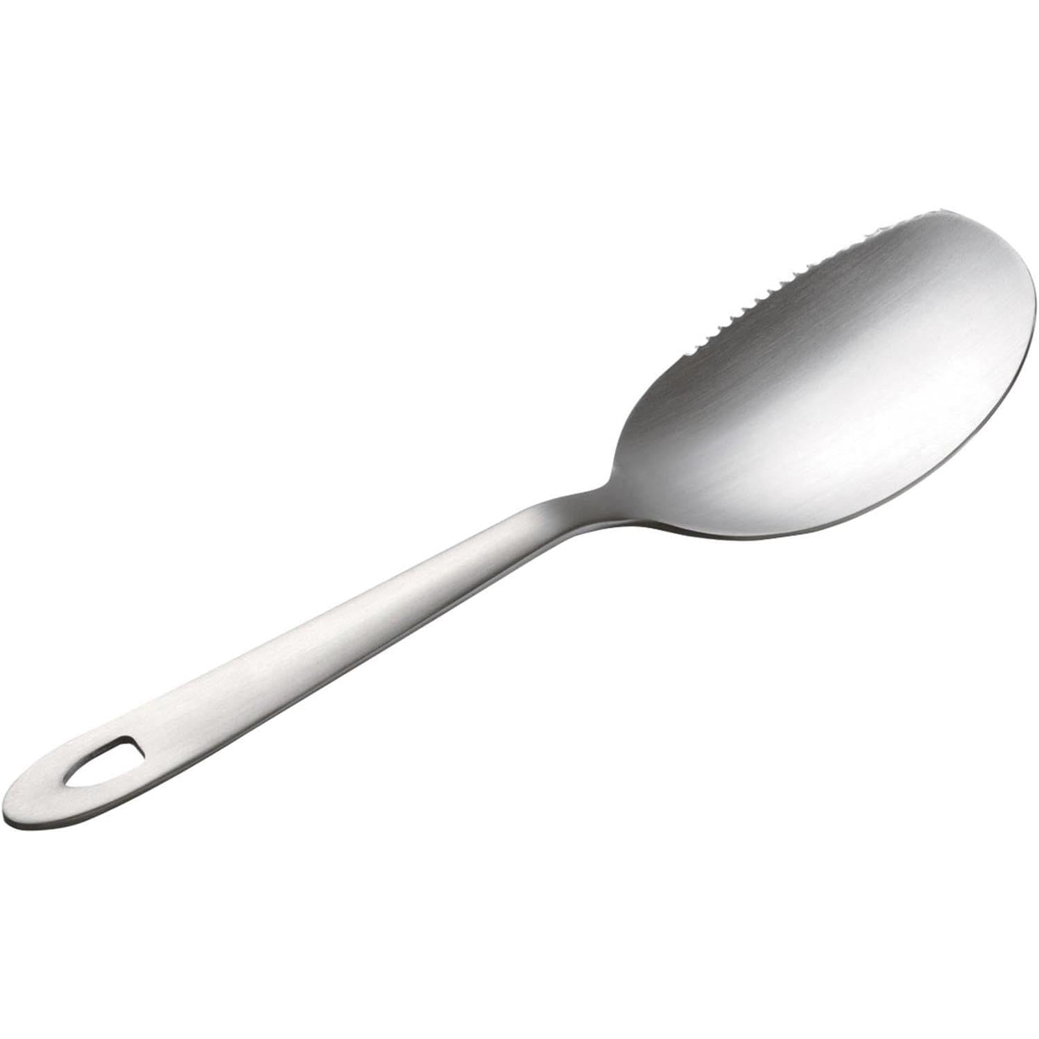 Leye 210mm stainless steel serrated scooping knife and serving spoon showing the serrated edge and spoon bowl