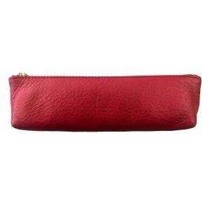 Life Japan Large Red Leather Pen Case with smooth zipper and premium finish