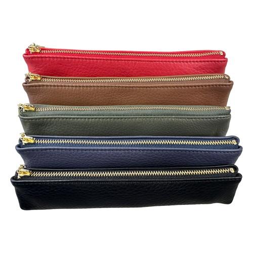 Life Red Leather Large Pen Case with Nylon Lining