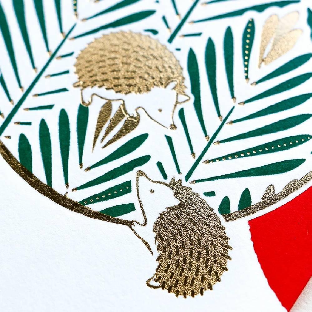 Long Gold Foil Hedgehog Money Envelope with Japanese Pine Motif