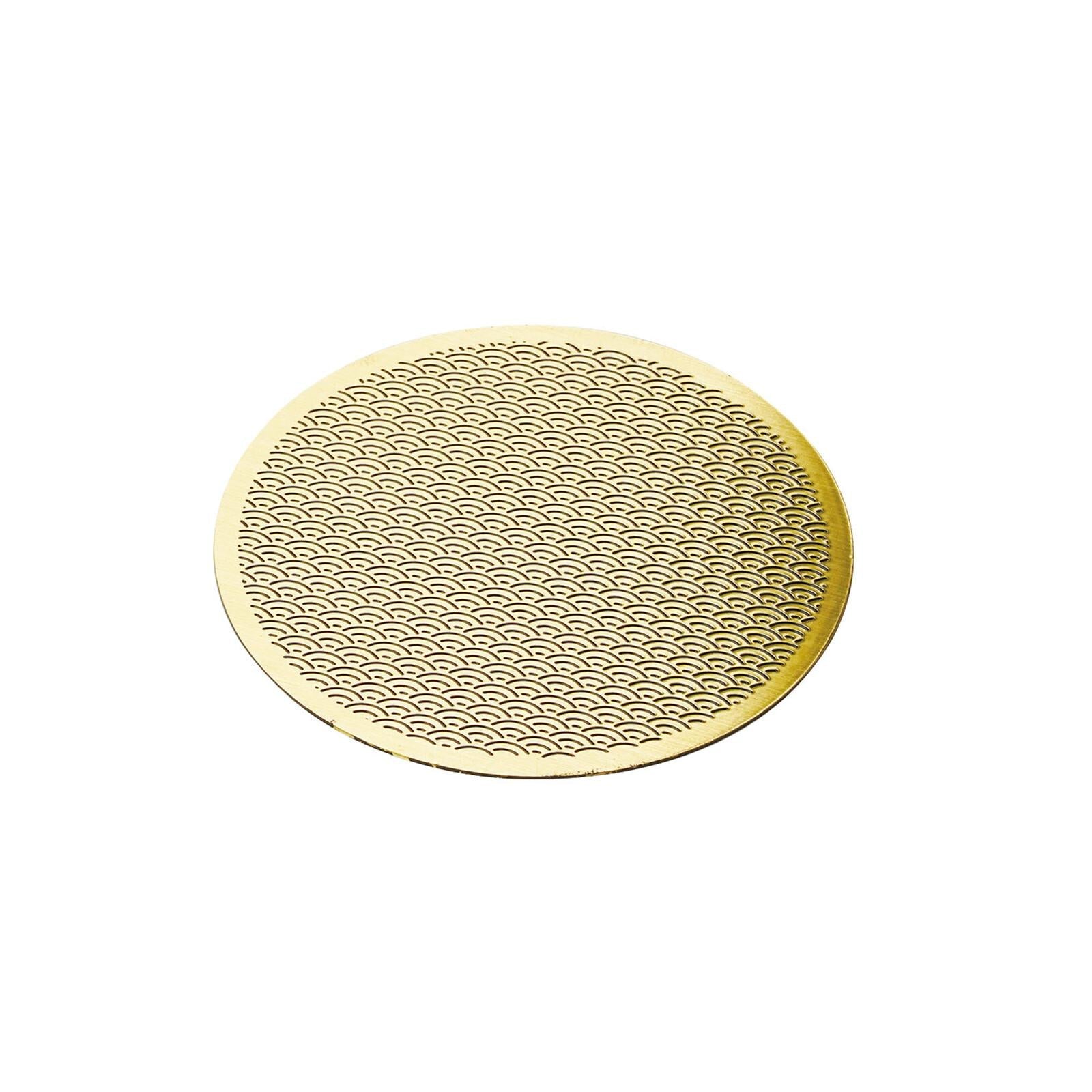 Luxury Brass Coaster with Japanese Seigaiha Wave Design 8.6cm