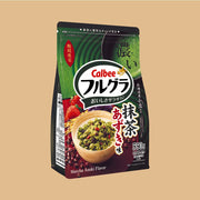 Calbee Frugra Matcha Azuki Granola 550g - Limited Edition, Oat and Rye Grain, Hokkaido Azuki, Strawberry and Raisin Topping