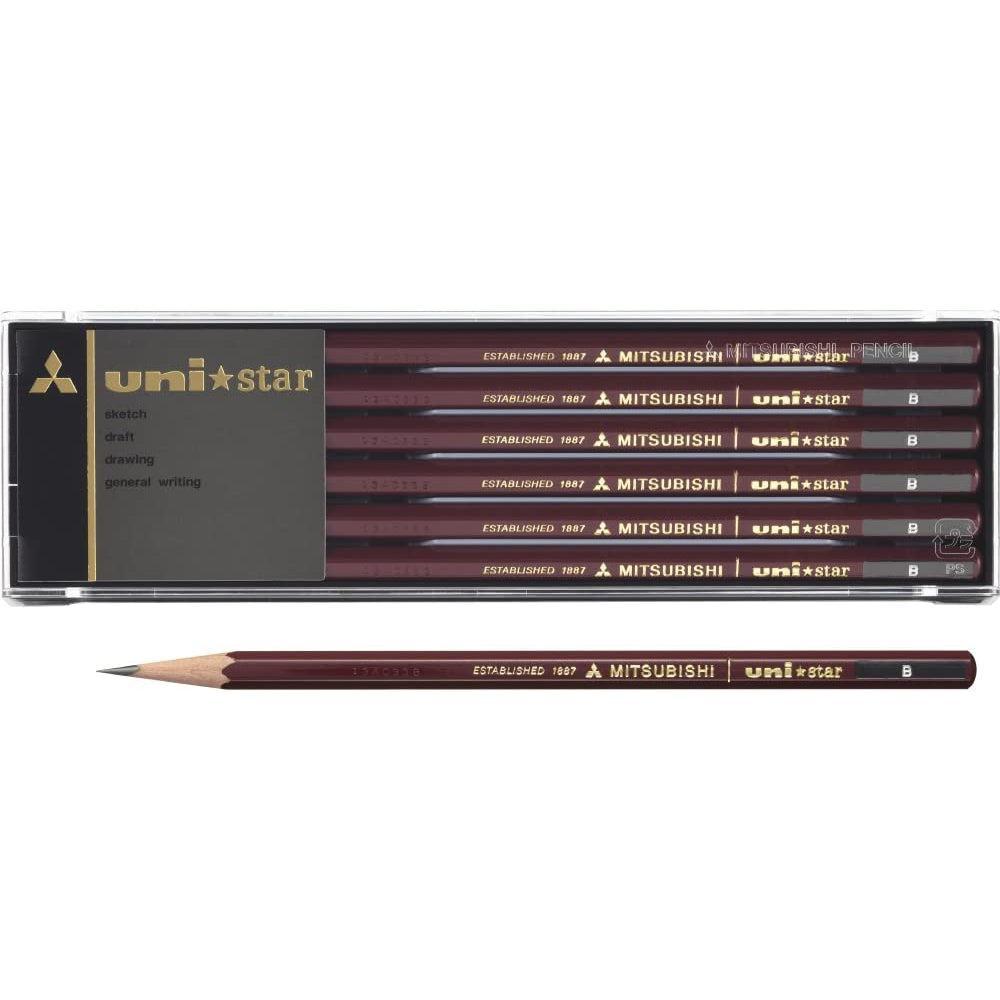 Mitsubishi Uni Star Japanese B Graphite Pencils – 12 Premium Red