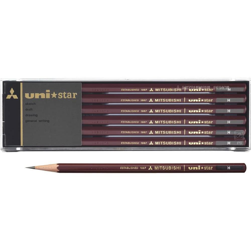 Mitsubishi Uni Star H Graphite Pencil Set – 12 Drafting Pencils