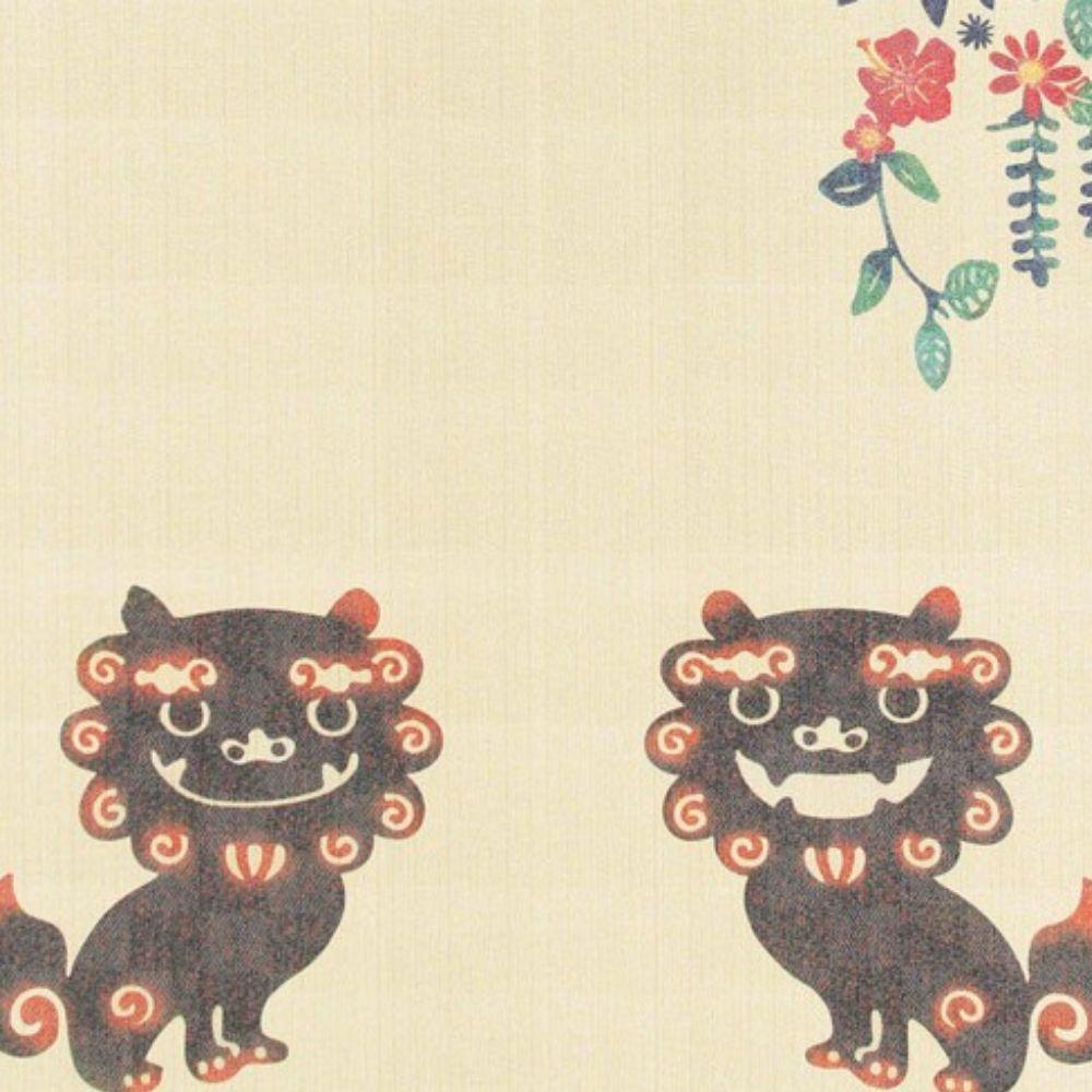 Narumi Lace Noren Curtain featuring Shisa Lion Dog – 85x150cm
