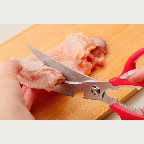 Nikken 100mm Serrated Kitchen Scissors with Soft Grip, Bottle Opener