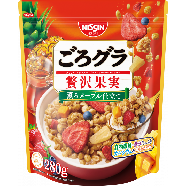 Nissin Gorogura Mixed Fruit Granola Cereal Maple Flavor 280g