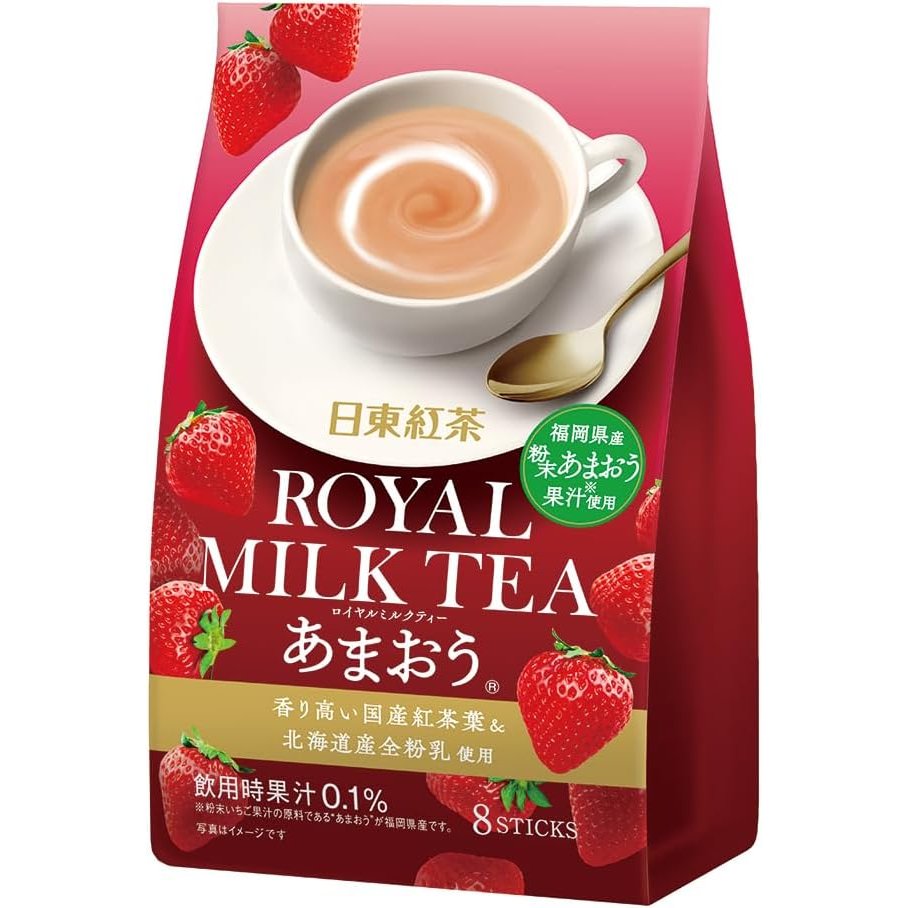 Nittoh Kocha Royal Milk Tea – Amaou Strawberry Instant 8‑Stick Pack