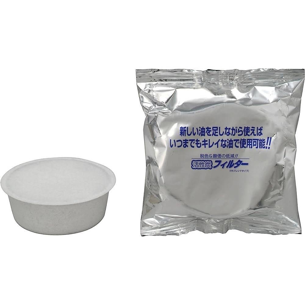 Two-pack of Noda Horo activated carbon filter cartridges for oil pots showing the porous filtration surface and Japanese packaging.