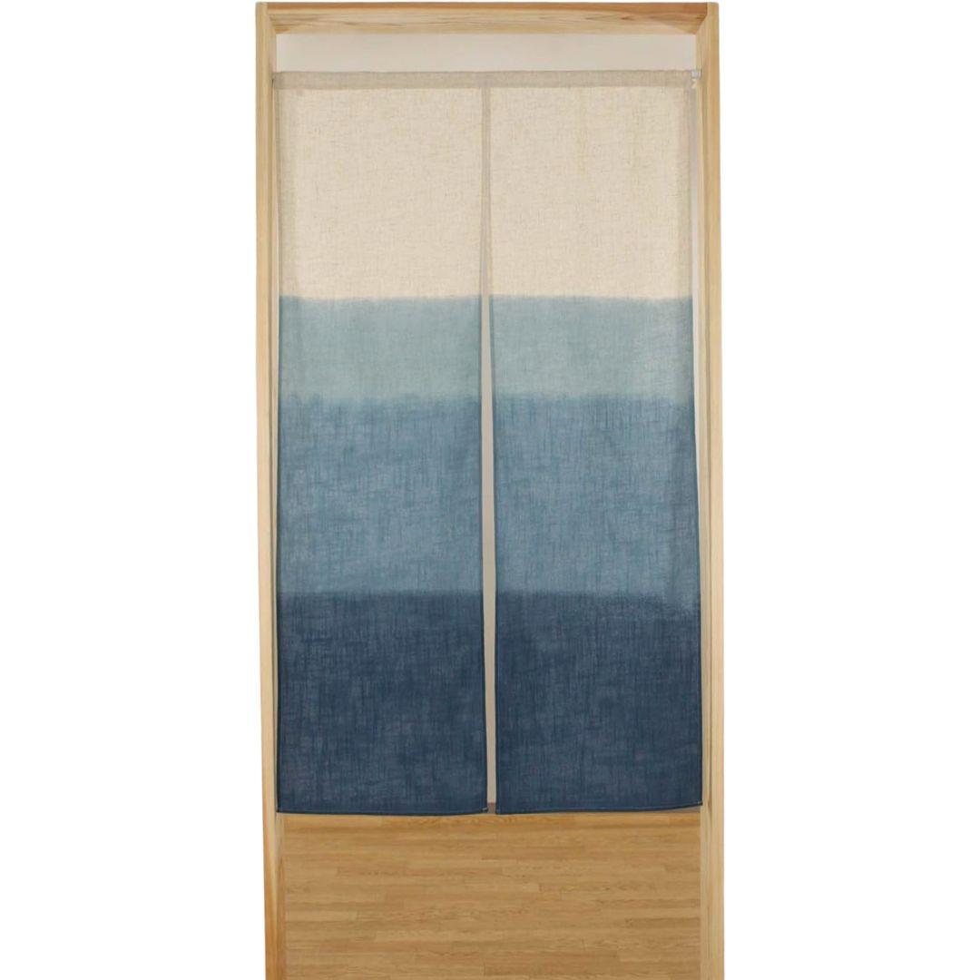 Hand-Printed Blue Indigo Noren Curtain – Japanese Linen Door Divider