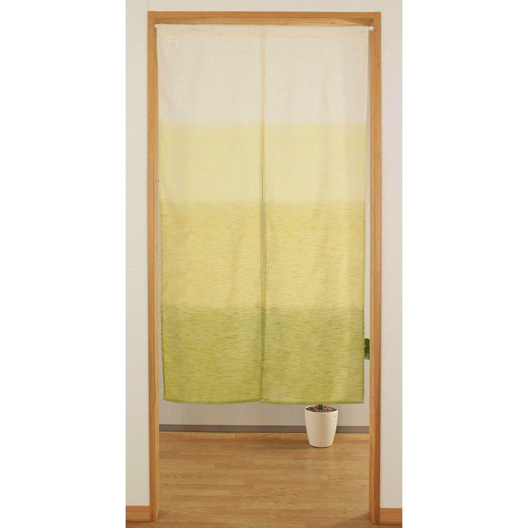 Hand-Printed Green Matcha Gradient Japanese Noren Door Linen Curtain