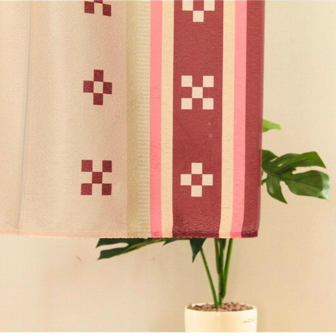 Traditional Red Kasuri Noren Doorway Curtain with Eternal Love Motif