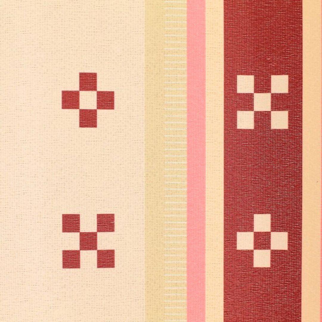 Traditional Red Kasuri Noren Doorway Curtain with Eternal Love Motif