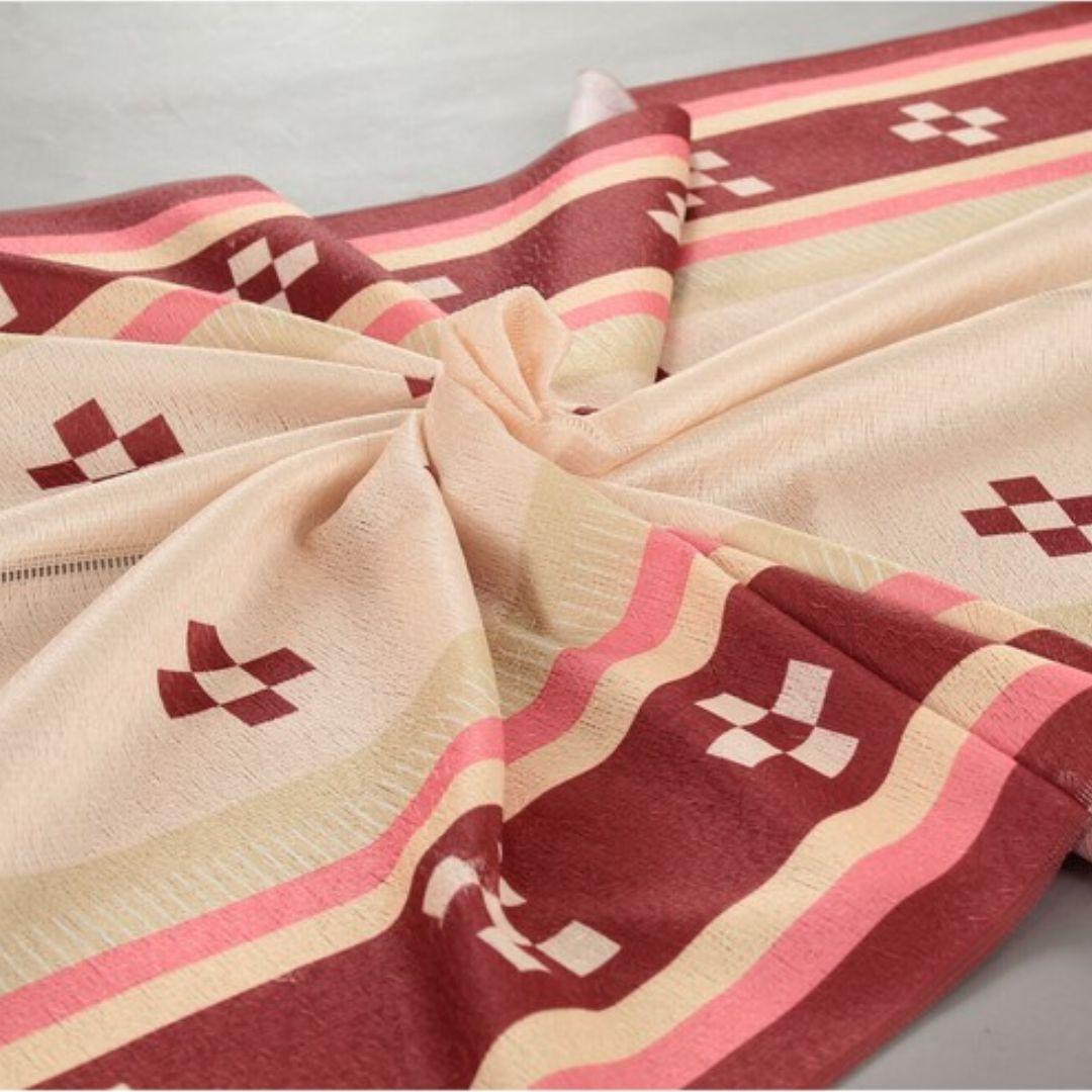 Traditional Red Kasuri Noren Doorway Curtain with Eternal Love Motif
