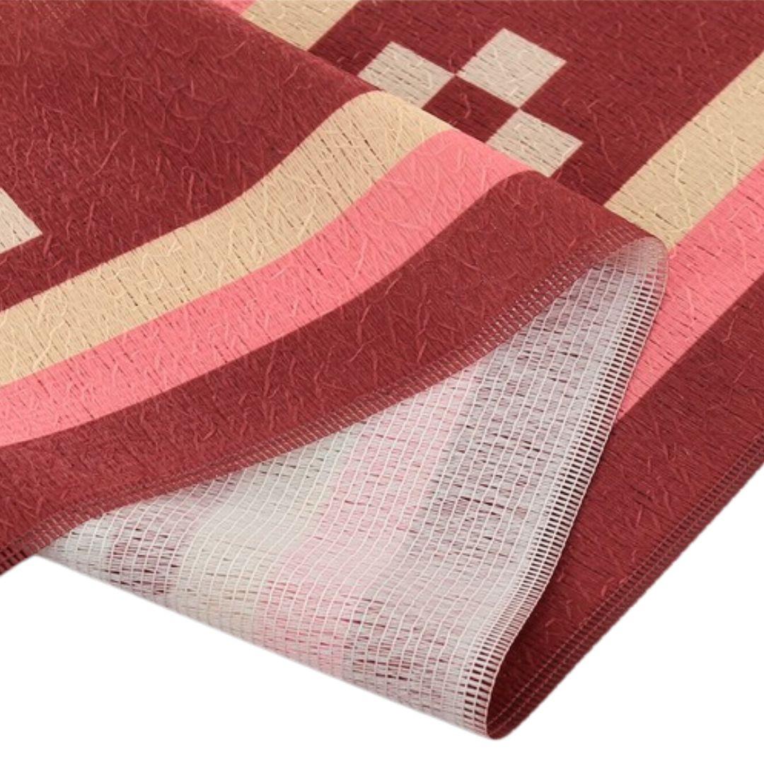 Traditional Red Kasuri Noren Doorway Curtain with Eternal Love Motif