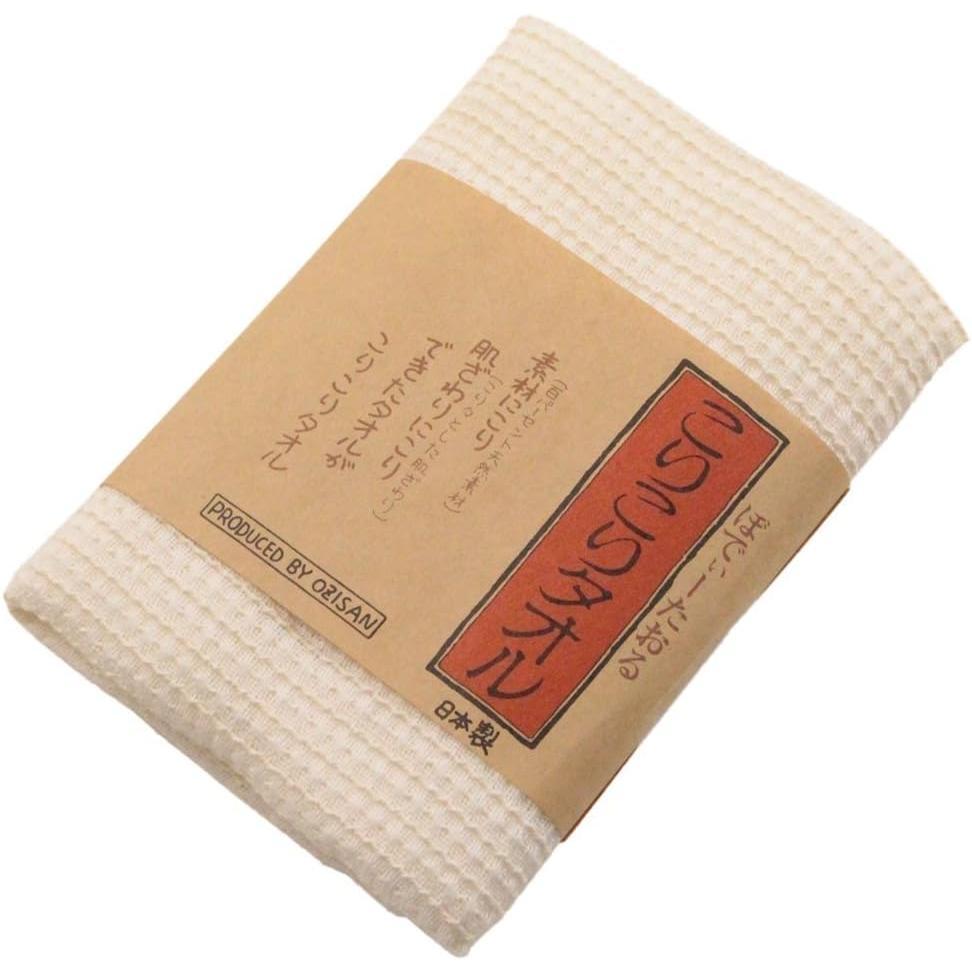 Orim Korikori Hemp and Cotton Exfoliating Body Towel in 25x95 cm size showing its firm textured weave