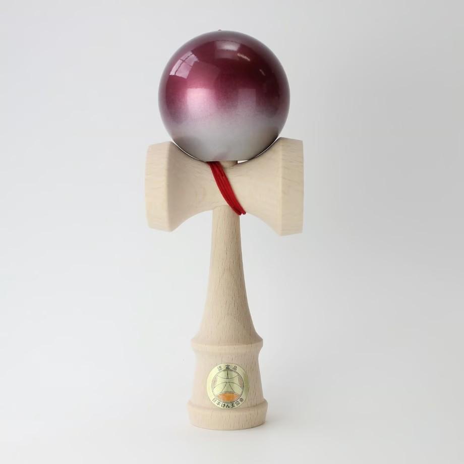 Official Ozora JKA Certified Competition Kendama in metallic Red and Silver handcrafted in Japan